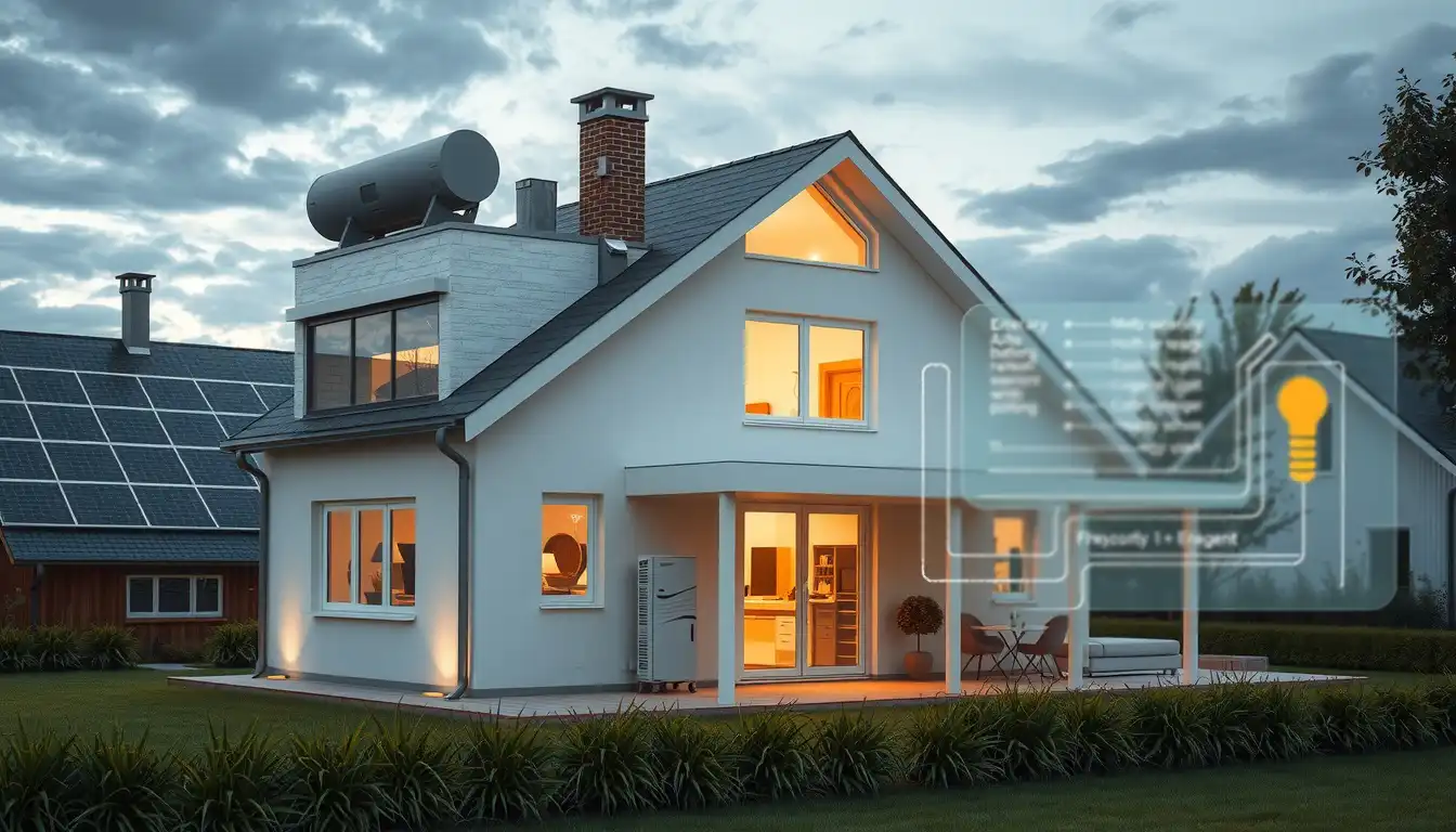 Haus mit PV, Speicher und Wärmepumpe für intelligente Energieoptimierung