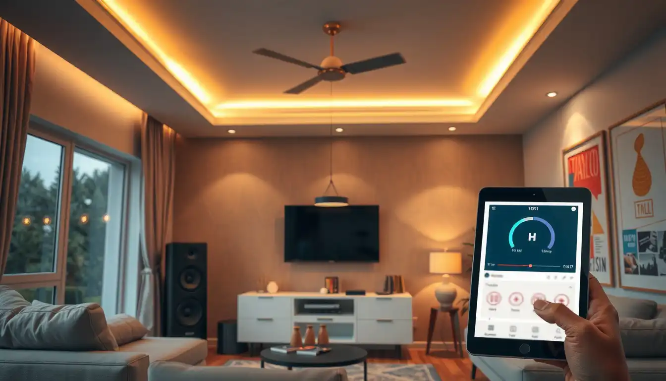 Smart-Home-App steuert Beleuchtung, Temperatur und Entertainment im Wohnzimmer